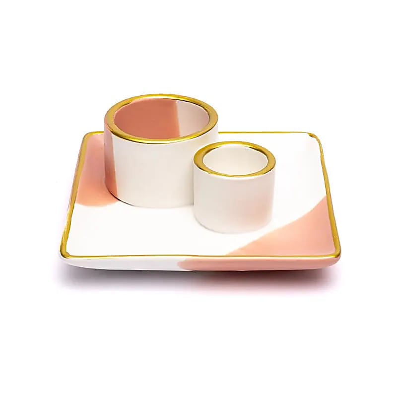 Keramikhalter für Smudge und Palo Santo Blume rosa/weiß/gold