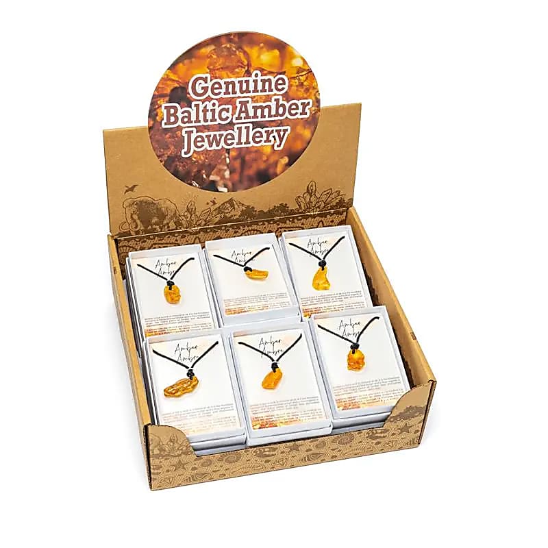 Amber-Anhänger 12 Stück in Display-Box