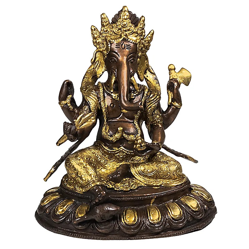 Ganesh auf Lotus Messing 2-farbig