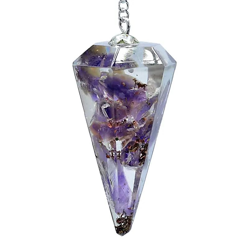 Orgonitpendel Amethyst mit Facette spitz zulaufend
