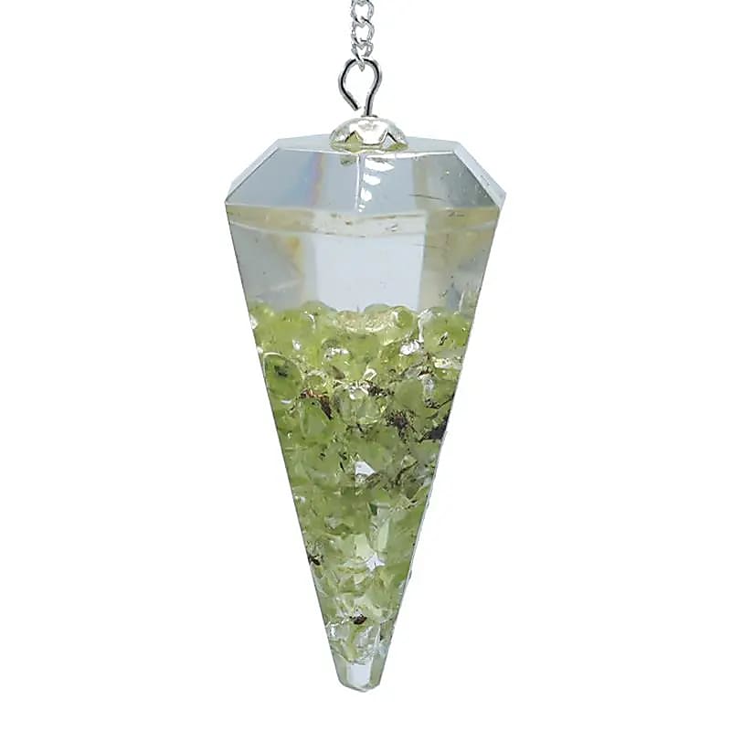 Orgonitpendel Peridot mit Facette spitz
