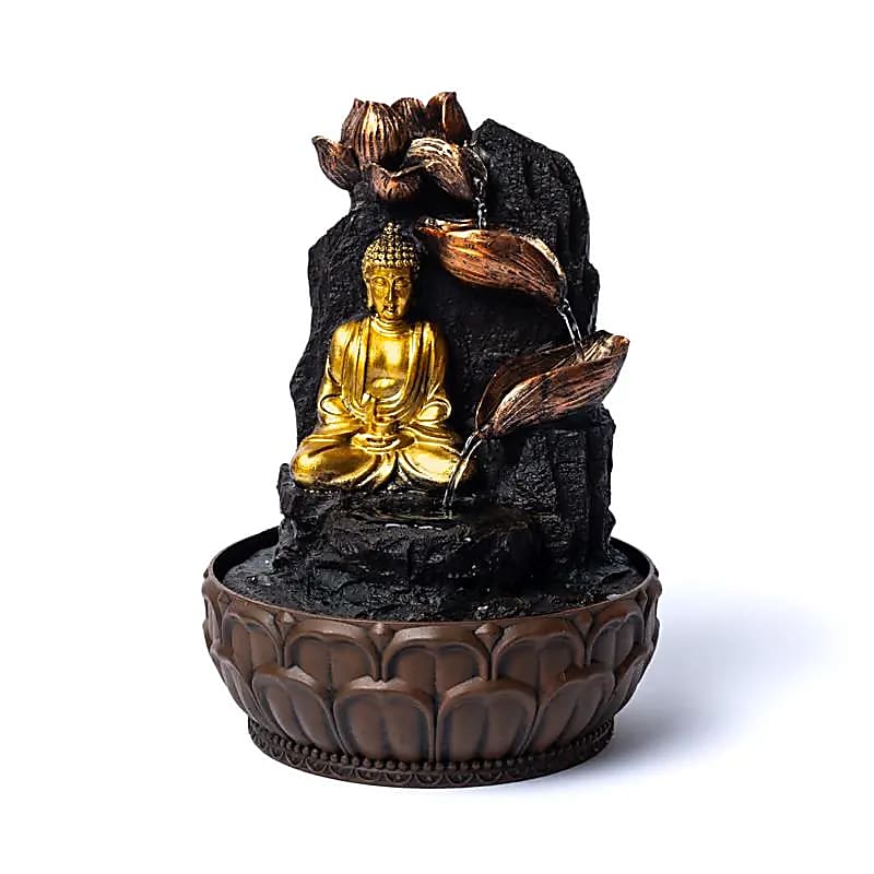 Meditierender Buddha mit Lotus Springbrunnen