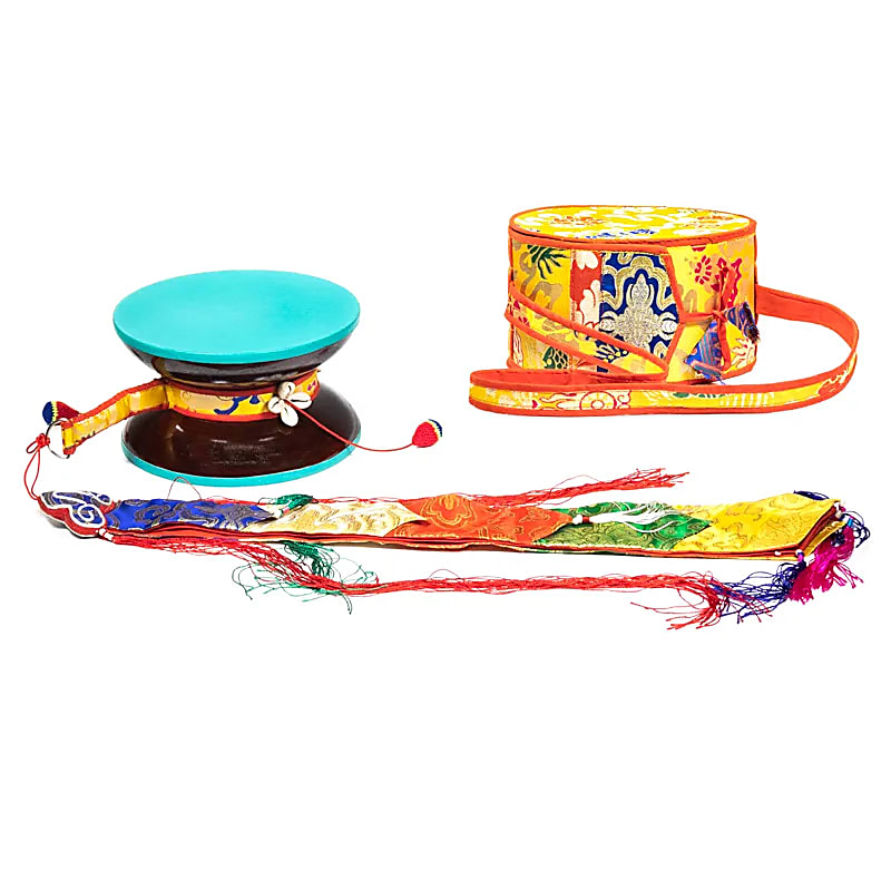 Mystische Ritual Chöd Trommel mit gelbem Cover