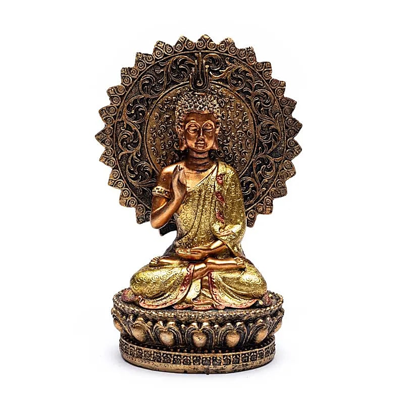 Buddha der Ruhe mit Aura und Thron