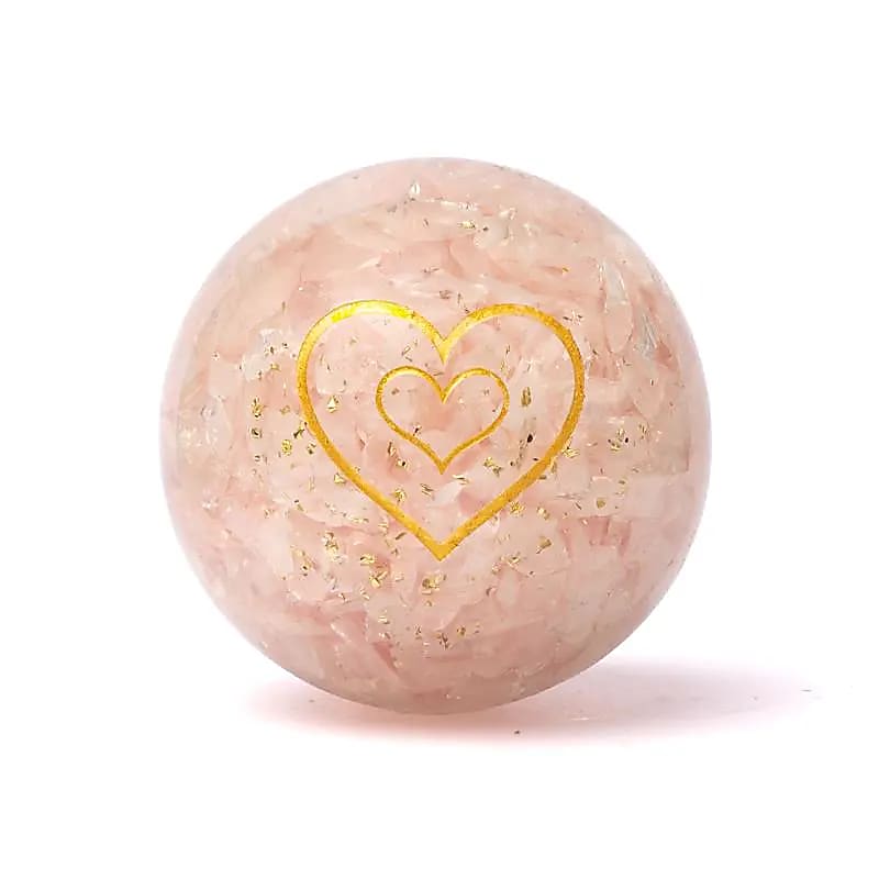 Orgonit Kugel Rosenquarz mit Herz