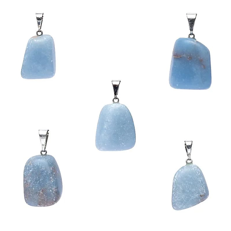 Angelit Edelstein Anhänger gebohrt