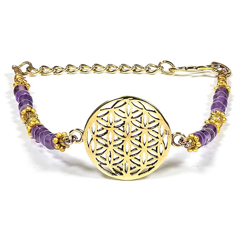 Armband Blume des Lebens mit Amethyst