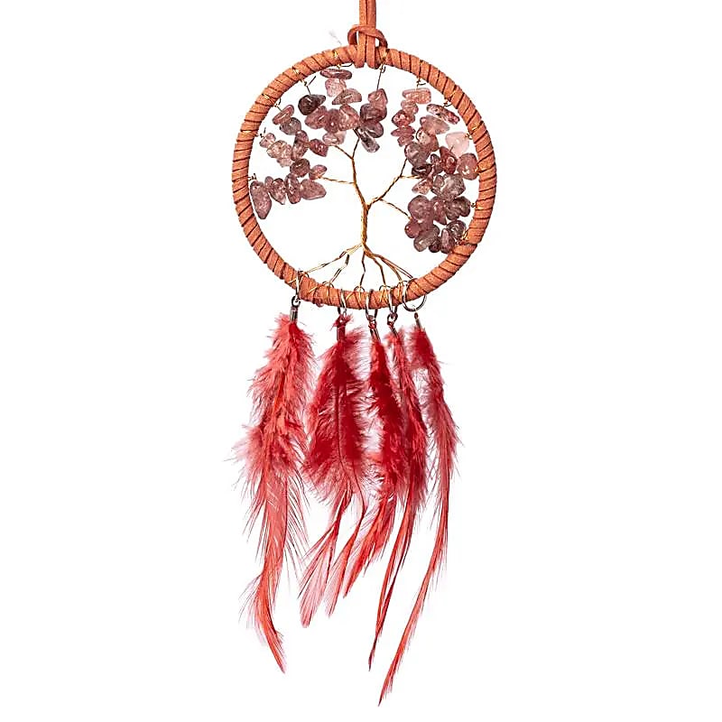 Traumfänger Lebensbaum Erdbeerquarz