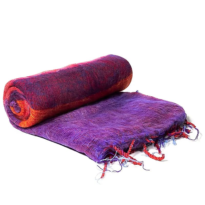 Schal für die Meditation Violett mit Streifen