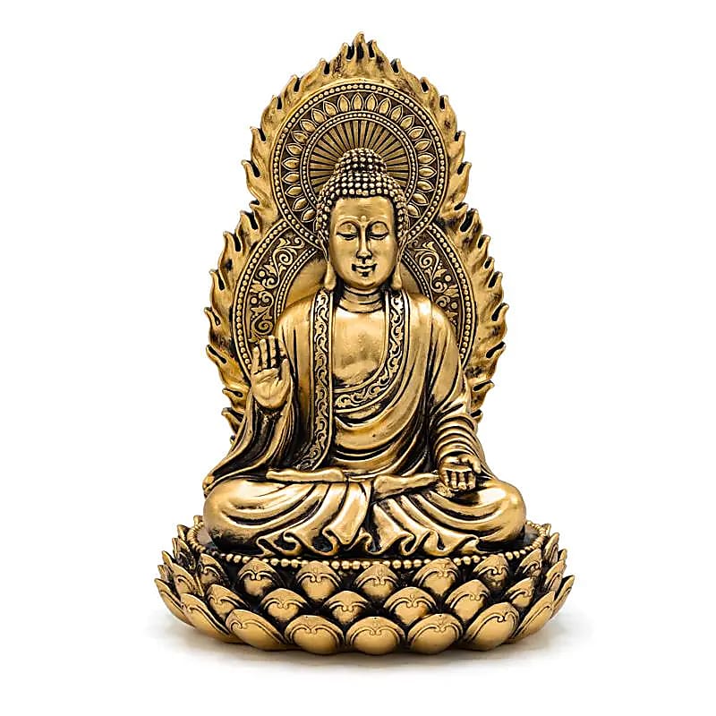 Buddha-Statue auf Thron goldfarben