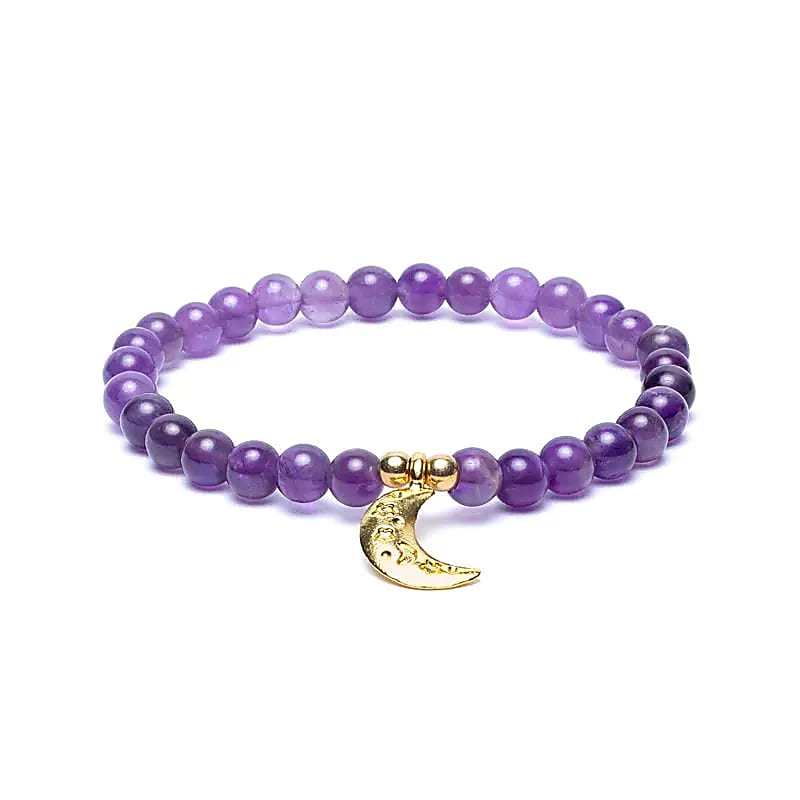 Armband Amethyst elastisch mit Mondanhänger