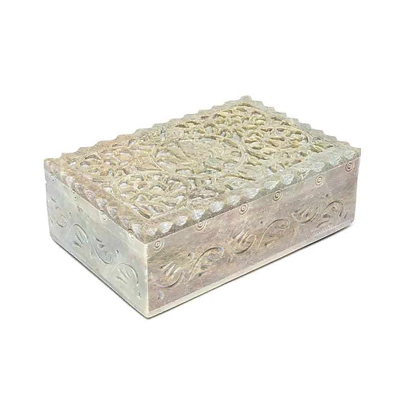 Tarot- oder Schmuckdose Lotus Speckstein