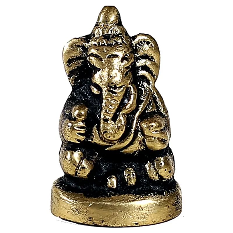 Ganesha Mini-Statuette sitzend Messing