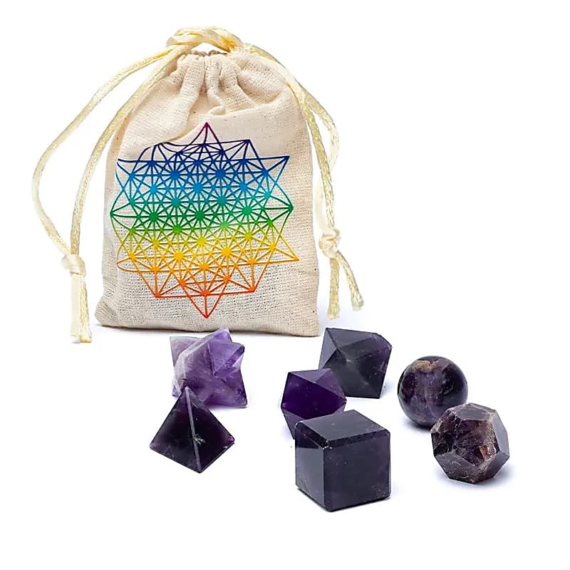 Amethyst Heilige Geometrie 7-teiliges Set