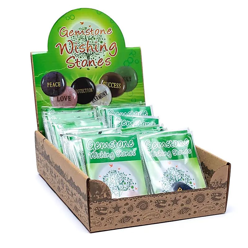 Edelstein Wunschstein Display mit 24 Stück