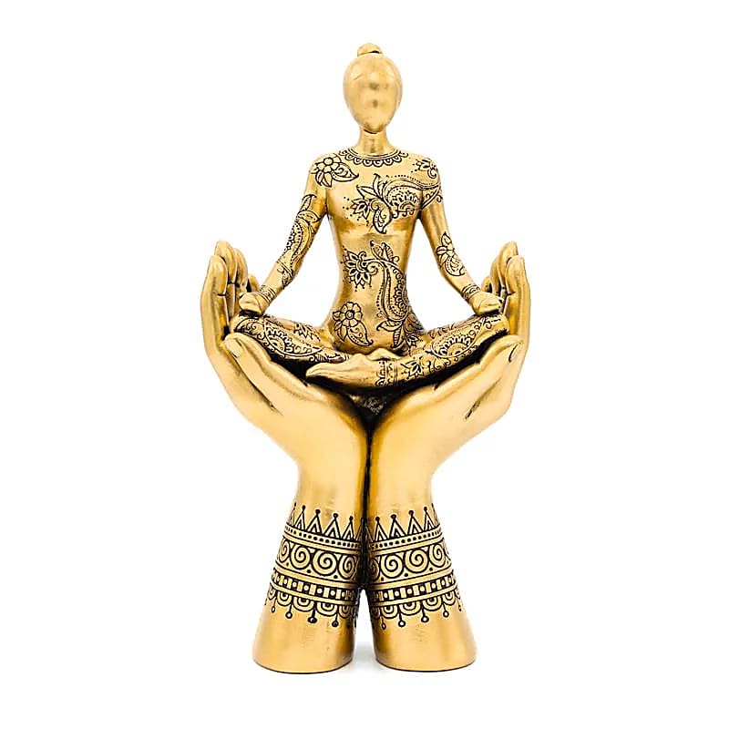 Deko Yoga-Meditationshände stehend goldfarben