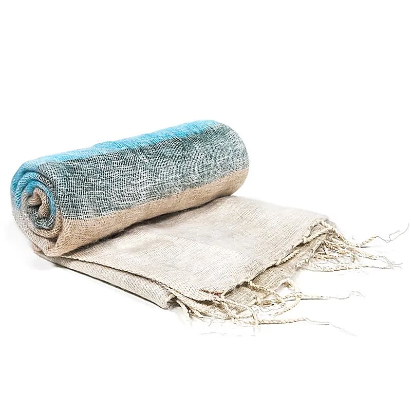 Schal für die Meditation Creme mit Streifen