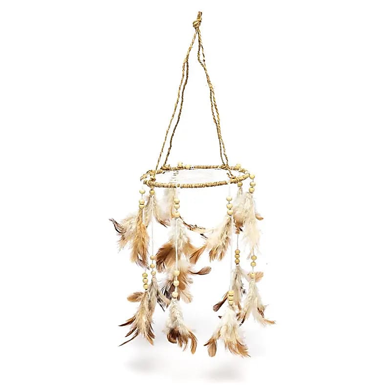 Traumfänger Hanf rund braun / offwhite