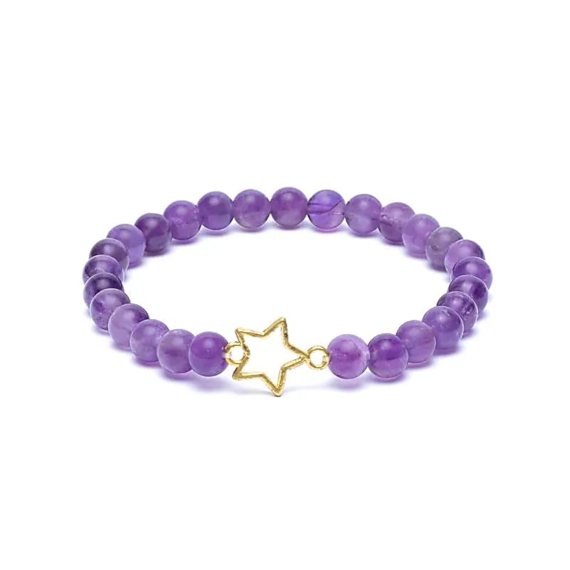 Armband Amethyst elastisch mit Sternanhänger