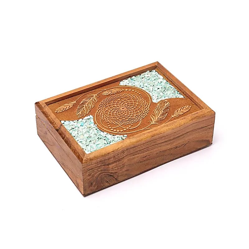 Tarot- und Schmuckkistchen Traumfänger Amazonit