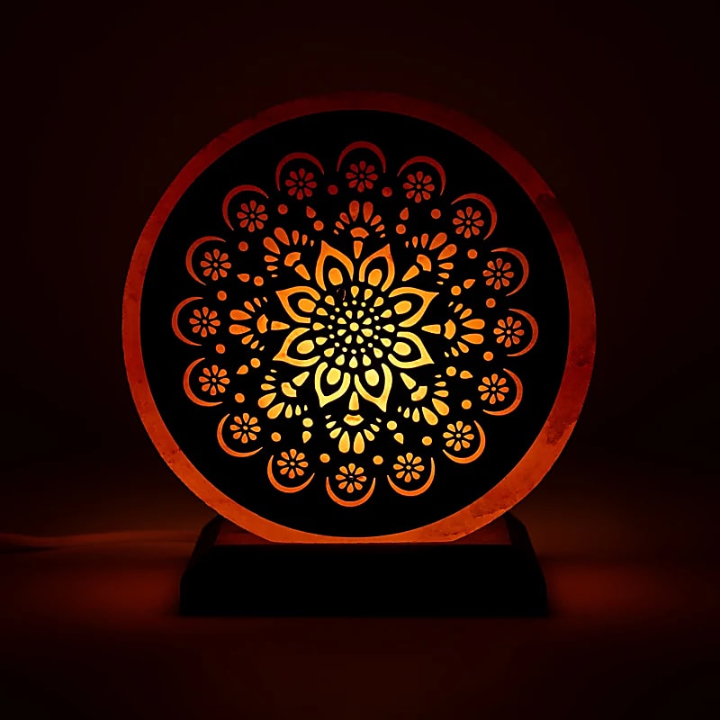 Salzlampe Mandala mit Kabel und Leuchtmittel