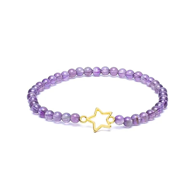 Armband Amethyst elastisch mit Sternanhänger