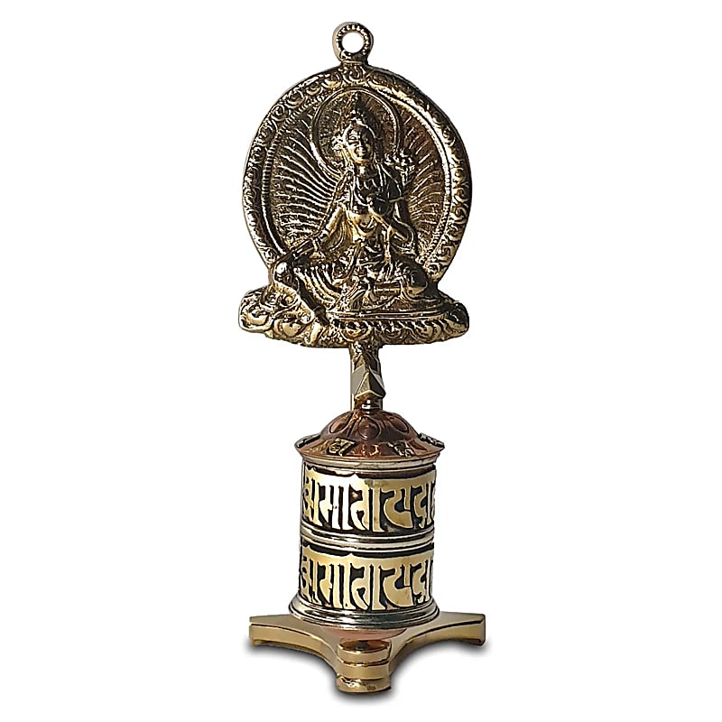 Gebetsmühle mit Grüner Tara Tischmodell