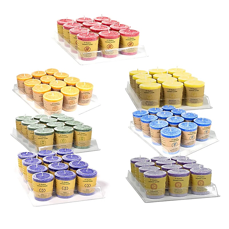 Chakra stearin Duftkerze Auswahl 7 x 12